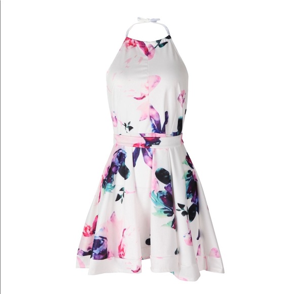 Halter Belted Floral Open Back Mini Dress - Picture 6 of 8